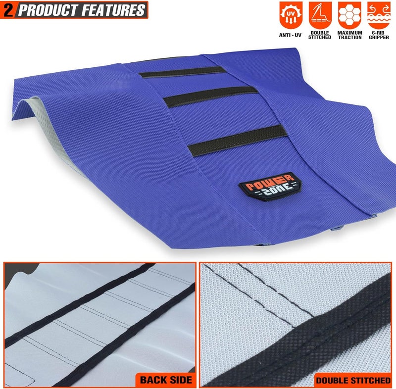 MCHMFG Motorcycle Universal Seat Cover Non-Slip Rubber Striped Gripper Soft Sewing for CRF WR WRF RMZ YZF SXF EXC EXC XC SX CR KLX Dirt Pit Bike Motocross Off Road (Blue) - Image 5